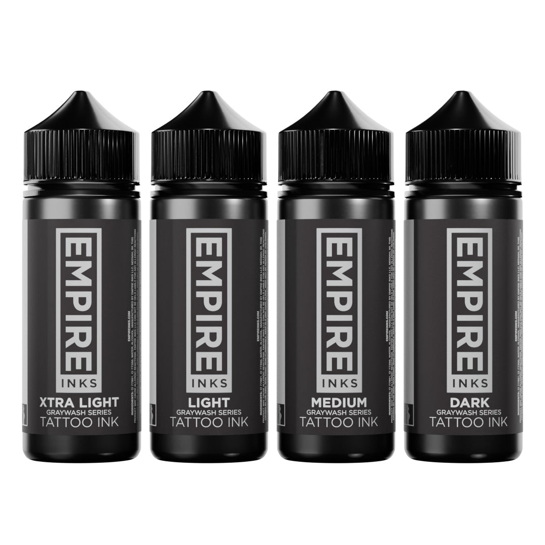 Empire Inks Graywash 4-Stage Set 4oz tattoo ink bottles