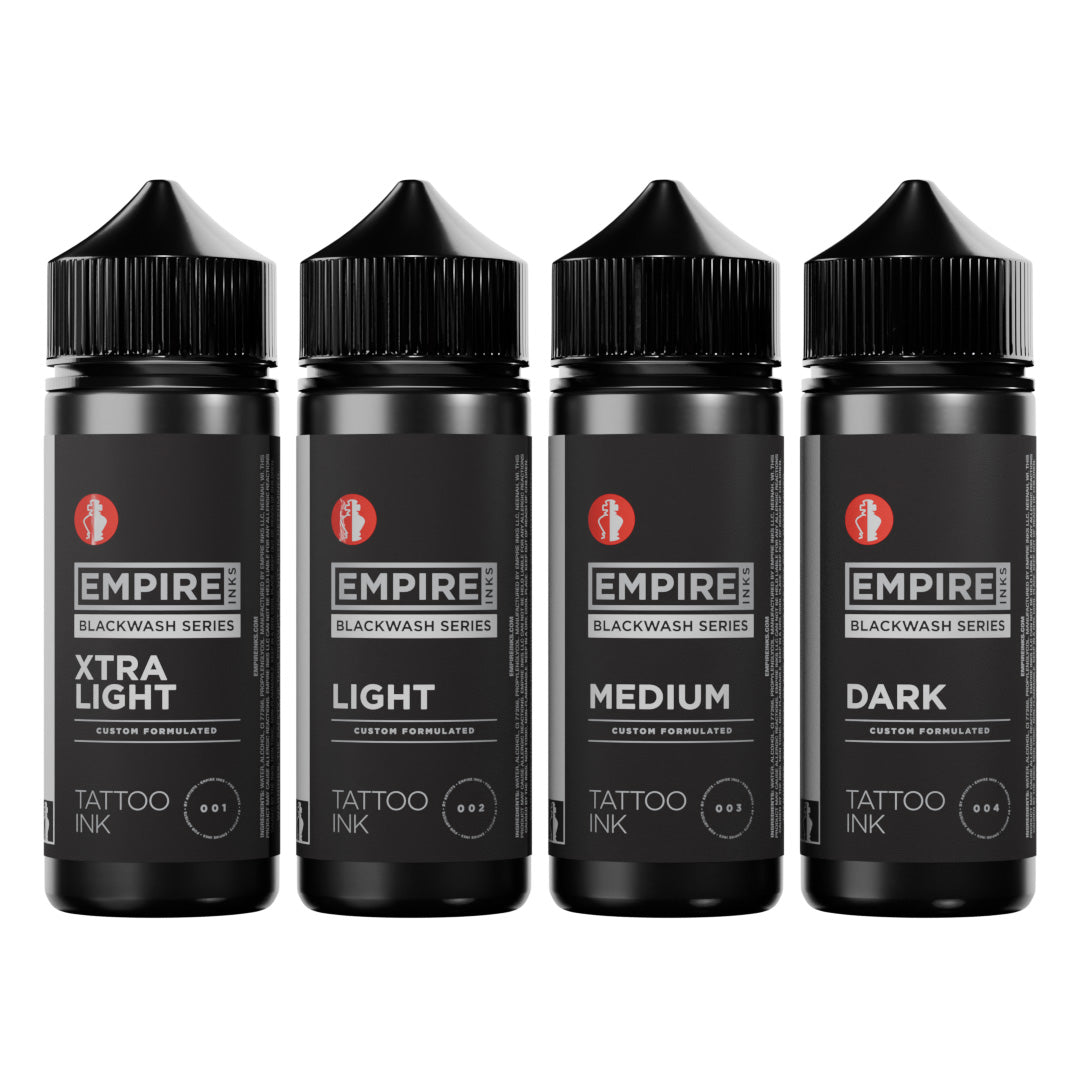 Set 4-Stage Empire Inks Blackwash 4 oz, bouteilles d'encre de tatouage