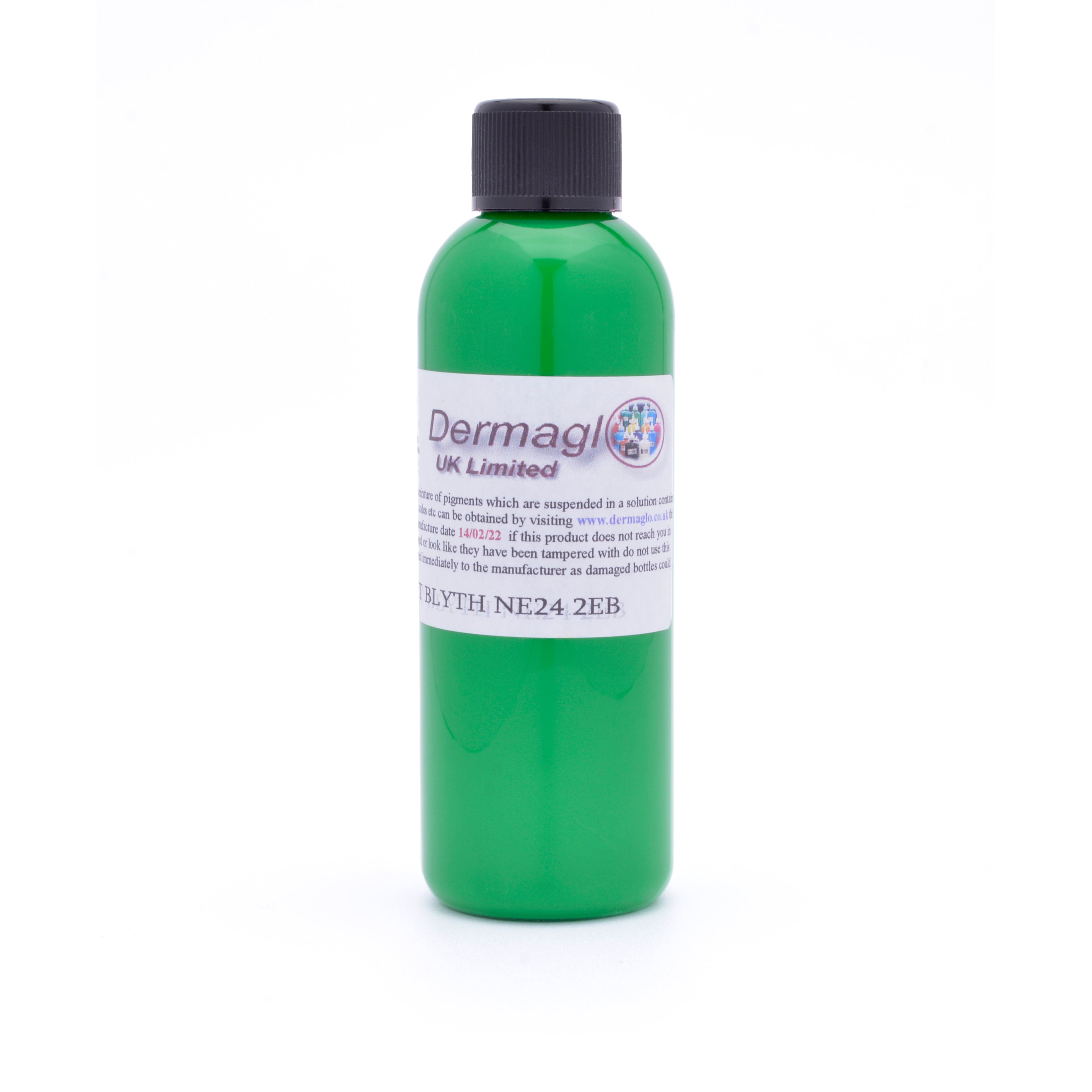 Dermaglo Lime Green tattoo ink bottle — BNG Tattoo Supply