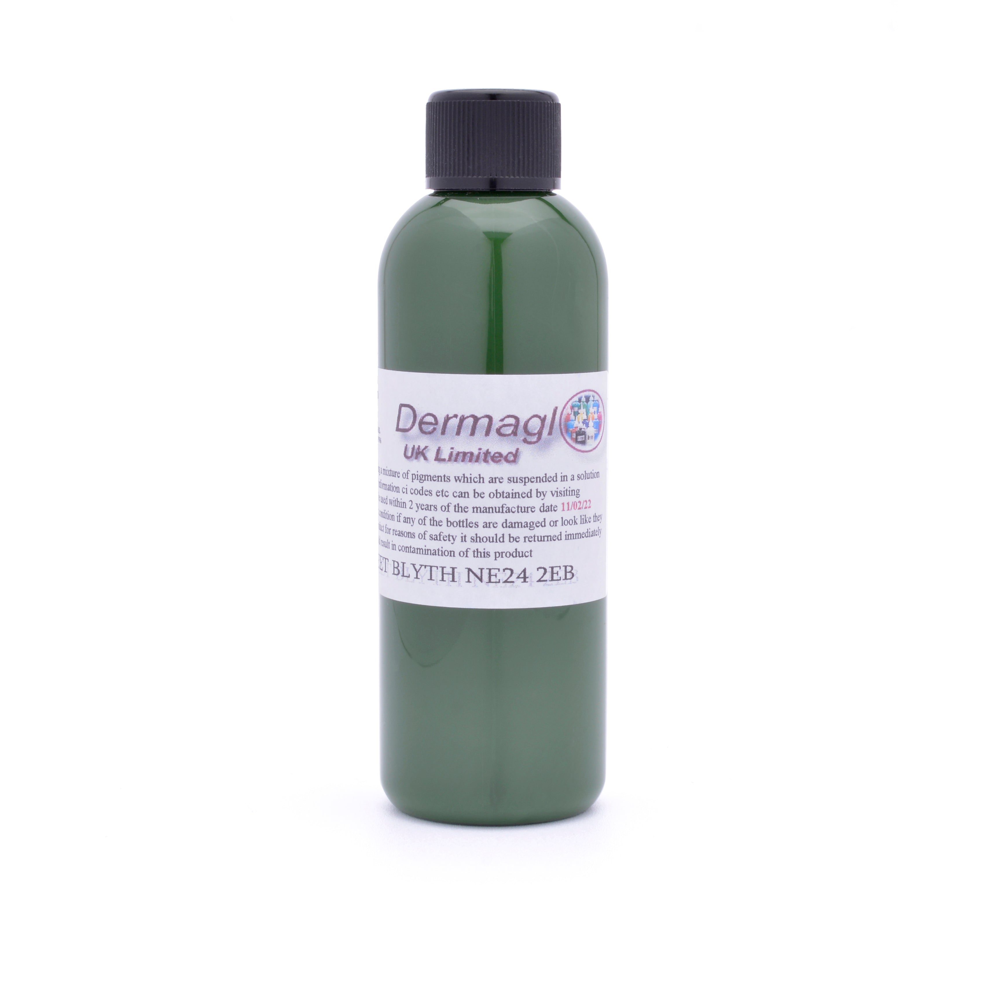 Dermaglo Olive Green tattoo ink bottle — BNG Tattoo Supply