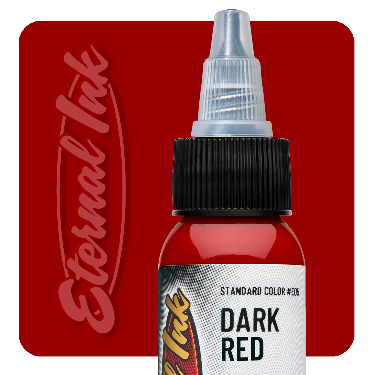 Eternal Ink Dark Red tattoo ink bottle swatch — BNG Tattoo Supply