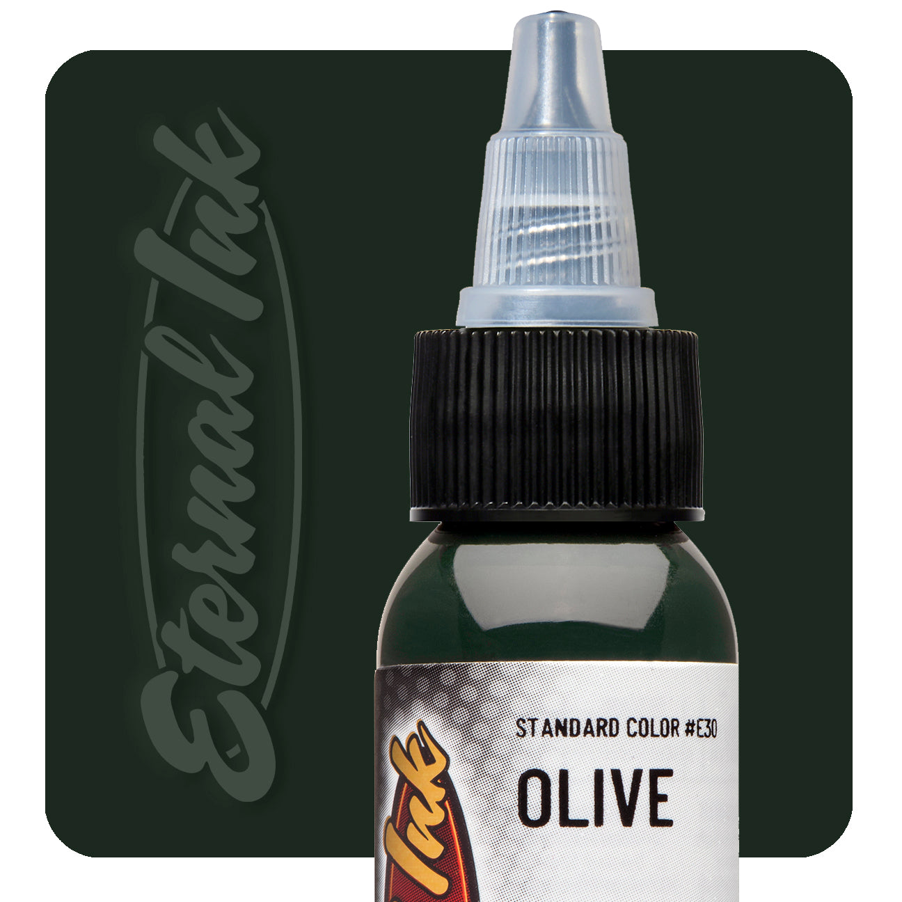 Eternal Ink Olive tattoo ink bottle swatch — BNG Tattoo Supply