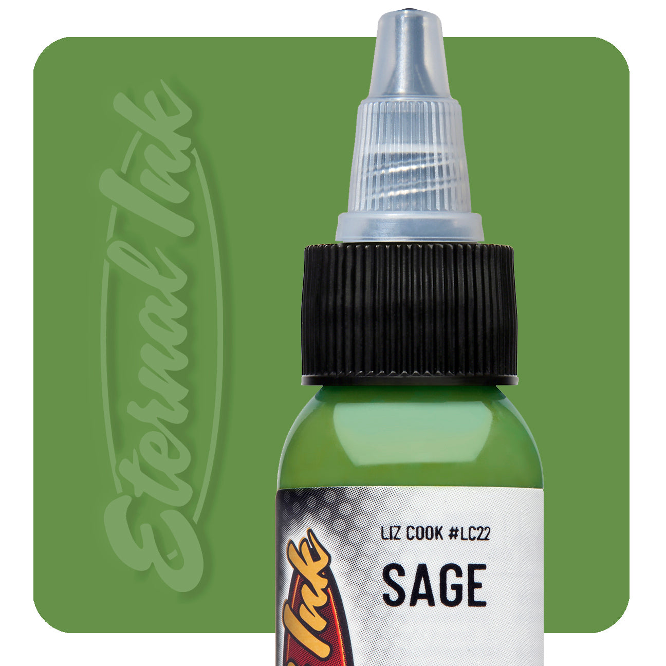 Eternal Ink Liz Cook Sage tattoo ink bottle swatch — BNG Tattoo Supply