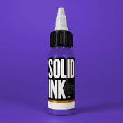Solid Ink Purple tattoo ink 2 oz bottle on coloured background
