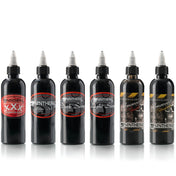 Ultimate Panthera ink set, six 5 oz bottles lined up on white