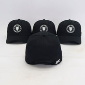 Arrière de la snapback Demons noire avec la fermeture à pression et la broderie DTC blanche