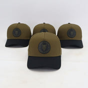 Casquettes snapback Demons olive à visière noire précourbée et patch PVC moulé ton sur ton à tête de démon