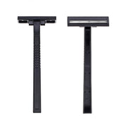 Two black Demons disposable razors shown front and side by side