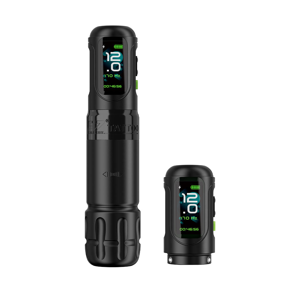 EZ P6 Turbo direct drive wireless tattoo machine in black with extra battery