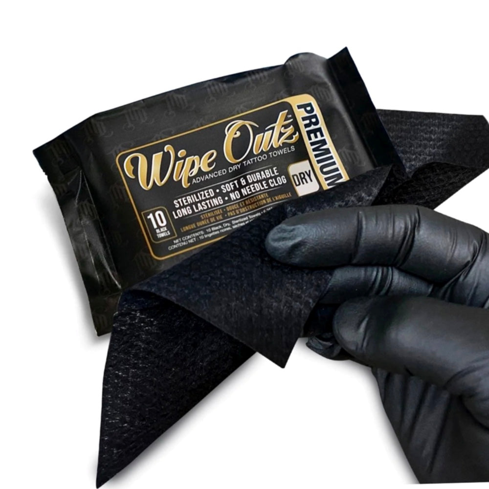 Wipe Outz Premium Dry Tattoo Towels ( Black 10 Count )