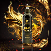Panthera Black Gold tattoo ink bottle in a swirl of liquid gold, official Panthera visual