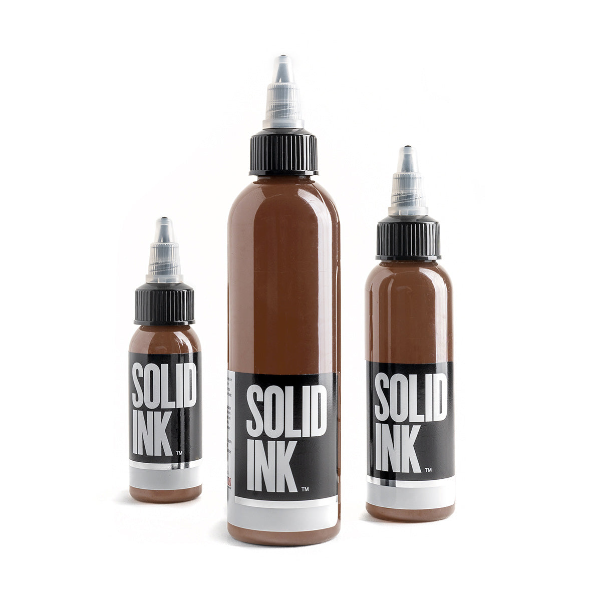 Solid Ink Old Brown tattoo ink bottles 1 oz, 2 oz and 4 oz